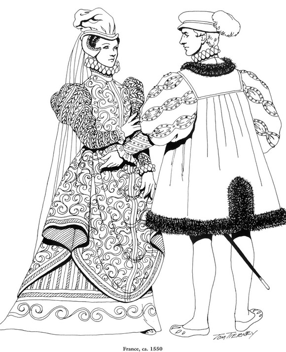 Plansa de colorat cu Istorie vestimentara 189 38